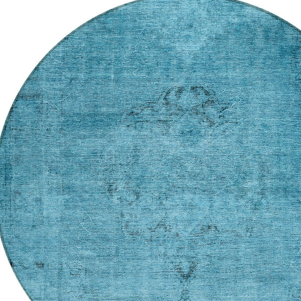 HomeRoots 5' Denim Blue and Navy Oriental Area Rug - Durable, Washable Design for Indoor and Outdoor Spaces 8' Round 580330