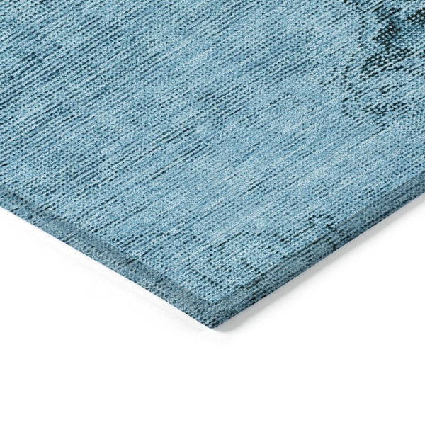 HomeRoots 5' Denim Blue and Navy Oriental Area Rug - Durable, Washable Design for Indoor and Outdoor Spaces 8' X 10' 580331