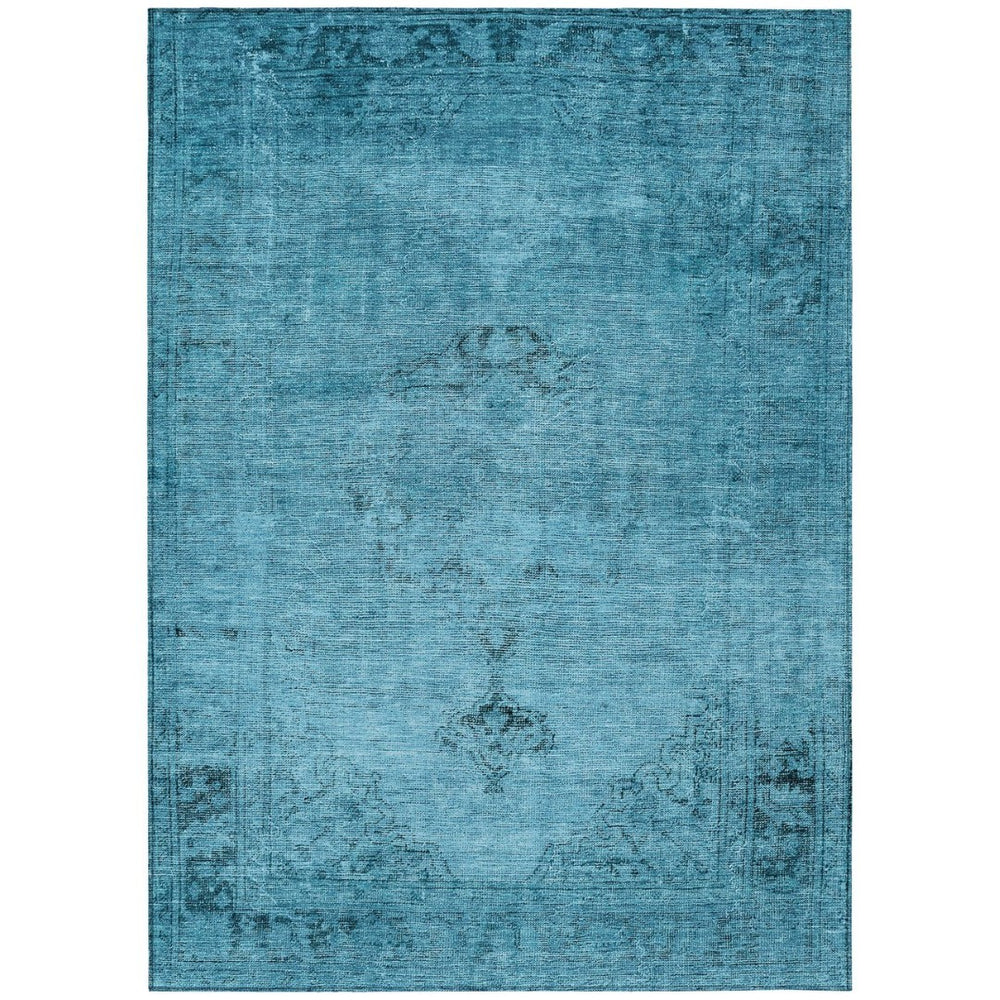 HomeRoots 9' Denim Blue and Navy Oriental Area Rug - Stylish, Washable Design for Indoor and Outdoor Use 9' X 12' 580332