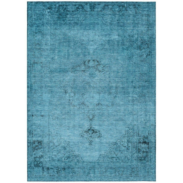 HomeRoots 9' Denim Blue and Navy Oriental Area Rug - Stylish, Washable Design for Indoor and Outdoor Use 9' X 12' 580332
