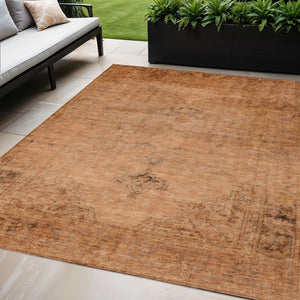 HomeRoots 5' Classic Oriental Area Rug in Copper Orange & Brown | Durable, Washable for Indoor & Outdoor Use 5' X 8' 580335