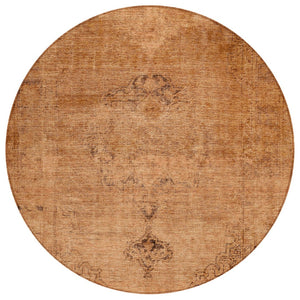 HomeRoots 5' Classic Oriental Area Rug in Copper Orange & Brown | Durable, Washable for Indoor & Outdoor Use 8' Round 580336