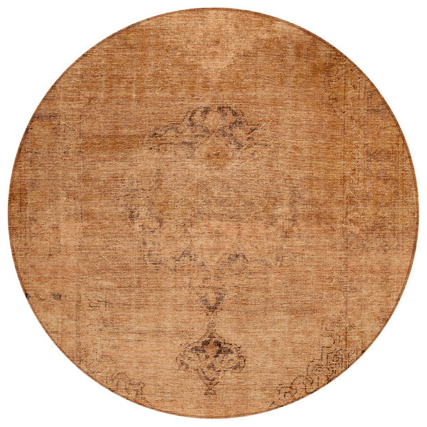 HomeRoots 5' Classic Oriental Area Rug in Copper Orange & Brown | Durable, Washable for Indoor & Outdoor Use 8' Round 580336
