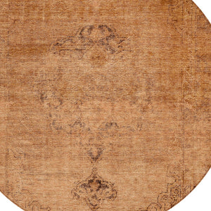 HomeRoots 5' Classic Oriental Area Rug in Copper Orange & Brown | Durable, Washable for Indoor & Outdoor Use 8' Round 580336
