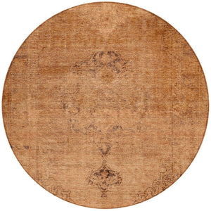 HomeRoots 5' Classic Oriental Area Rug in Copper Orange & Brown | Durable, Washable for Indoor & Outdoor Use 8' Round 580336
