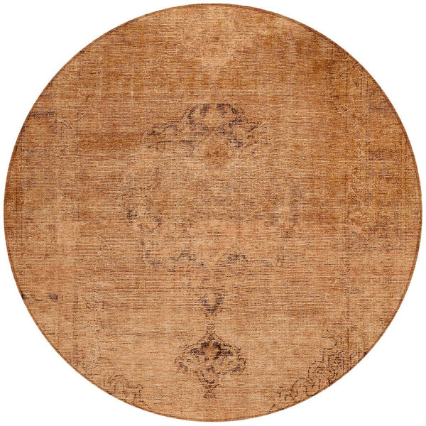 HomeRoots 5' Classic Oriental Area Rug in Copper Orange & Brown | Durable, Washable for Indoor & Outdoor Use 8' Round 580336