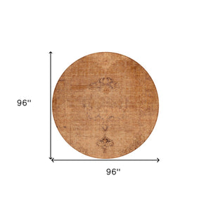 HomeRoots 5' Classic Oriental Area Rug in Copper Orange & Brown | Durable, Washable for Indoor & Outdoor Use 8' Round 580336