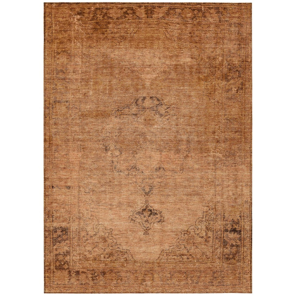 HomeRoots 9' Copper Orange and Brown Oriental Area Rug - Durable, Washable, Perfect for Indoor or Outdoor Use 9' X 12' 580338