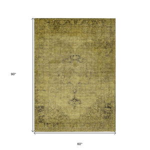 HomeRoots 5' Elevate Your Space with a Durable Gold Brown Oriental Washable Area Rug for Indoor & Outdoor Use 5' X 8' 580341