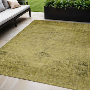 HomeRoots 5' Elevate Your Space with a Durable Gold Brown Oriental Washable Area Rug for Indoor & Outdoor Use 5' X 8' 580341