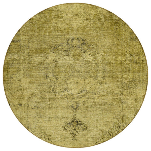HomeRoots 5' Elevate Your Space with a Durable Gold Brown Oriental Washable Area Rug for Indoor & Outdoor Use 8' Round 580342