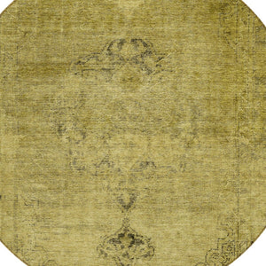 HomeRoots 5' Elevate Your Space with a Durable Gold Brown Oriental Washable Area Rug for Indoor & Outdoor Use 8' Round 580342