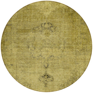 HomeRoots 5' Elevate Your Space with a Durable Gold Brown Oriental Washable Area Rug for Indoor & Outdoor Use 8' Round 580342