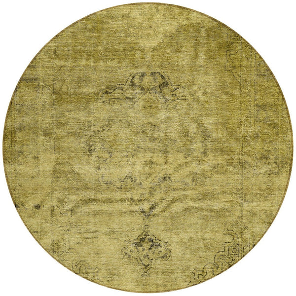 HomeRoots 5' Elevate Your Space with a Durable Gold Brown Oriental Washable Area Rug for Indoor & Outdoor Use 8' Round 580342