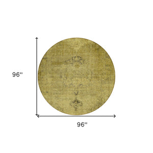 HomeRoots 5' Elevate Your Space with a Durable Gold Brown Oriental Washable Area Rug for Indoor & Outdoor Use 8' Round 580342