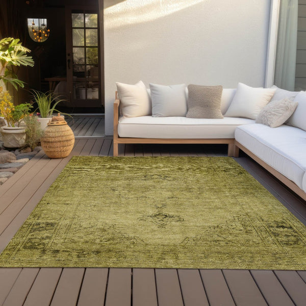 HomeRoots 5' Elevate Your Space with a Durable Gold Brown Oriental Washable Area Rug for Indoor & Outdoor Use 8' X 10' 580343
