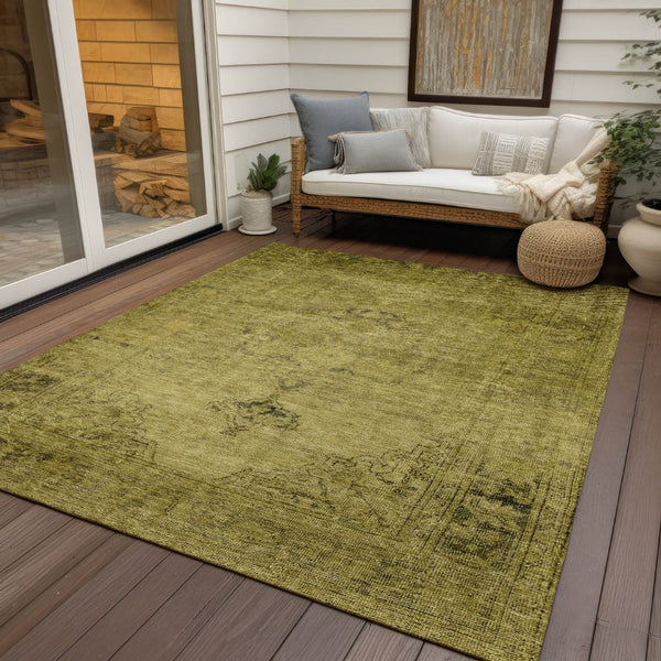 HomeRoots 5' Elevate Your Space with a Durable Gold Brown Oriental Washable Area Rug for Indoor & Outdoor Use 8' X 10' 580343