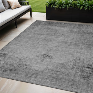 HomeRoots 5' Stylish Gray Silver Charcoal Oriental Washable Area Rug for Indoor and Outdoor Versatility 5' X 8' 580347