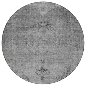 HomeRoots 5' Stylish Gray Silver Charcoal Oriental Washable Area Rug for Indoor and Outdoor Versatility 8' Round 580348