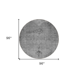 HomeRoots 5' Stylish Gray Silver Charcoal Oriental Washable Area Rug for Indoor and Outdoor Versatility 8' Round 580348