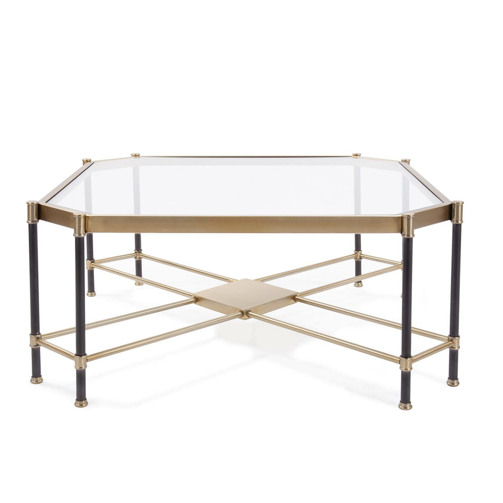 Howard Elliott Graham Stylish Brushed Brass Coffee Table With Matte Black Legs - Elevate Your Living Space Elegantly Gold Stainless Steel 58035-howard-elliott