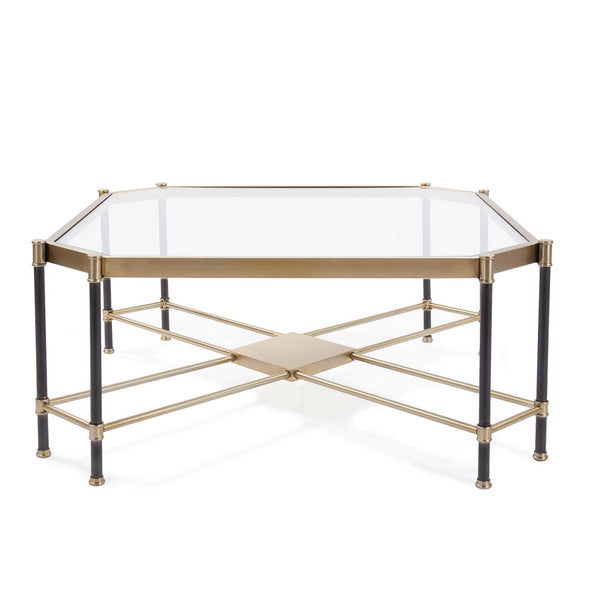Howard Elliott Graham Stylish Brushed Brass Coffee Table With Matte Black Legs - Elevate Your Living Space Elegantly Gold Stainless Steel 58035-howard-elliott