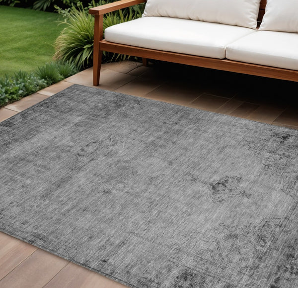 HomeRoots 9' Oriental Area Rug - Stylish Gray, Silver & Charcoal Design for Indoor & Outdoor Durability 9' X 12' 580350