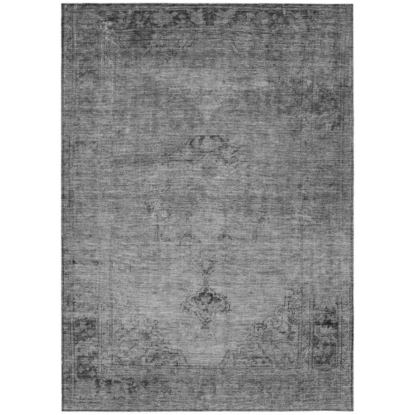 HomeRoots 9' Oriental Area Rug - Stylish Gray, Silver & Charcoal Design for Indoor & Outdoor Durability 9' X 12' 580350