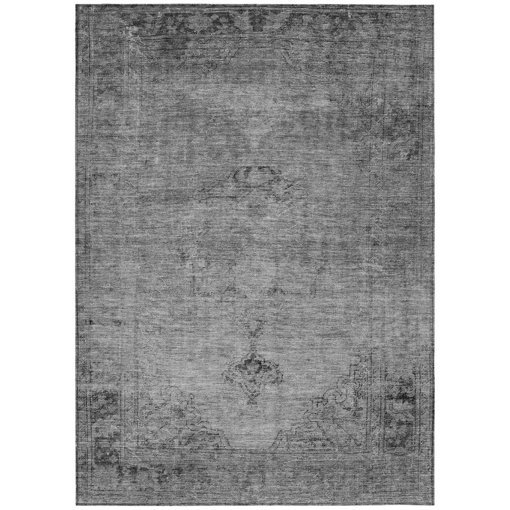 HomeRoots 5' Stylish Gray Silver Charcoal Oriental Washable Area Rug for Indoor and Outdoor Versatility 10' X 14' 580351