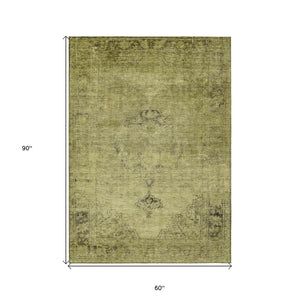 HomeRoots 5' Elegant Khaki Brown and Taupe Oriental Washable Area Rug for Indoor and Outdoor Use 5' X 8' 580353