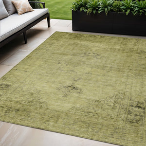 HomeRoots 5' Elegant Khaki Brown and Taupe Oriental Washable Area Rug for Indoor and Outdoor Use 5' X 8' 580353