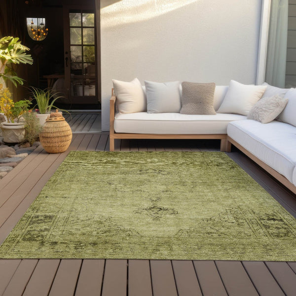 HomeRoots 5' Elegant Khaki Brown and Taupe Oriental Washable Area Rug for Indoor and Outdoor Use 5' X 8' 580353