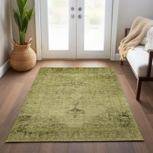 HomeRoots 5' Elegant Khaki Brown and Taupe Oriental Washable Area Rug for Indoor and Outdoor Use 5' X 8' 580353