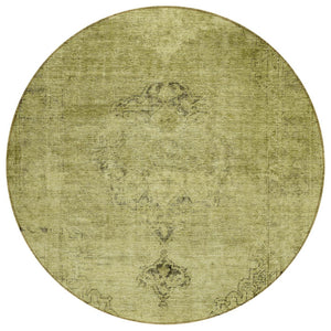 HomeRoots 5' Elegant Khaki Brown and Taupe Oriental Washable Area Rug for Indoor and Outdoor Use 8' Round 580354