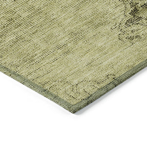HomeRoots 5' Elegant Khaki Brown and Taupe Oriental Washable Area Rug for Indoor and Outdoor Use 8' Round 580354