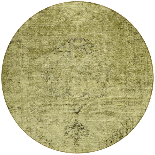 HomeRoots 5' Elegant Khaki Brown and Taupe Oriental Washable Area Rug for Indoor and Outdoor Use 8' Round 580354