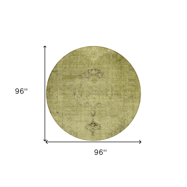 HomeRoots 5' Elegant Khaki Brown and Taupe Oriental Washable Area Rug for Indoor and Outdoor Use 8' Round 580354
