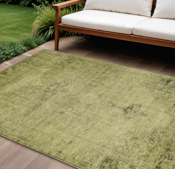 HomeRoots 5' Elegant Khaki Brown and Taupe Oriental Washable Area Rug for Indoor and Outdoor Use 8' X 10' 580355