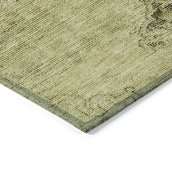HomeRoots 5' Elegant Khaki Brown and Taupe Oriental Washable Area Rug for Indoor and Outdoor Use 8' X 10' 580355