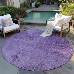 HomeRoots 5' Stylish Purple Eggplant and Lavender Oriental Rug – Durable, Washable for Indoor & Outdoor Use 8' Round 580360