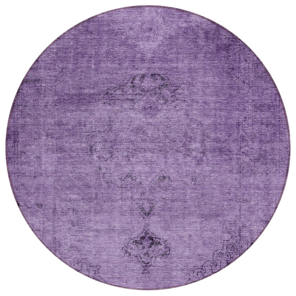 HomeRoots 5' Stylish Purple Eggplant and Lavender Oriental Rug – Durable, Washable for Indoor & Outdoor Use 8' Round 580360