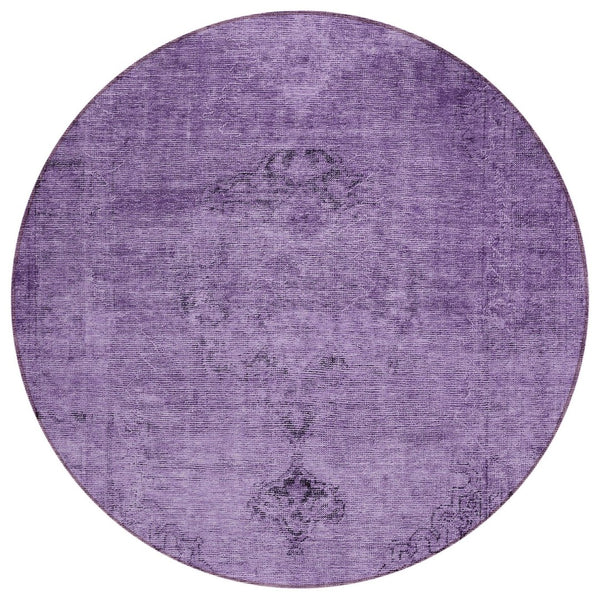 HomeRoots 5' Stylish Purple Eggplant and Lavender Oriental Rug – Durable, Washable for Indoor & Outdoor Use 8' Round 580360