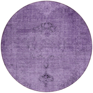 HomeRoots 5' Stylish Purple Eggplant and Lavender Oriental Rug – Durable, Washable for Indoor & Outdoor Use 8' Round 580360