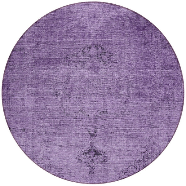 HomeRoots 5' Stylish Purple Eggplant and Lavender Oriental Rug – Durable, Washable for Indoor & Outdoor Use 8' Round 580360
