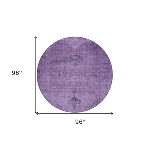 HomeRoots 5' Stylish Purple Eggplant and Lavender Oriental Rug – Durable, Washable for Indoor & Outdoor Use 8' Round 580360
