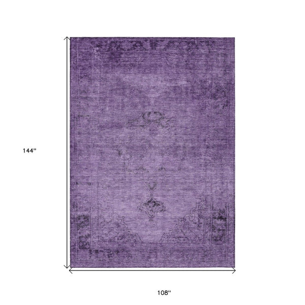 HomeRoots 9' Elegant Purple Eggplant and Lavender Oriental Area Rug - Durable, Washable, Indoor/Outdoor Style 9' X 12' 580362