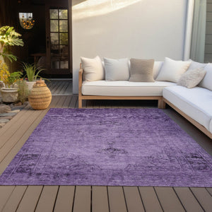 HomeRoots 9' Elegant Purple Eggplant and Lavender Oriental Area Rug - Durable, Washable, Indoor/Outdoor Style 9' X 12' 580362