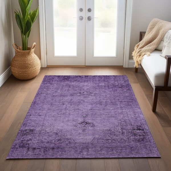 HomeRoots 9' Elegant Purple Eggplant and Lavender Oriental Area Rug - Durable, Washable, Indoor/Outdoor Style 9' X 12' 580362