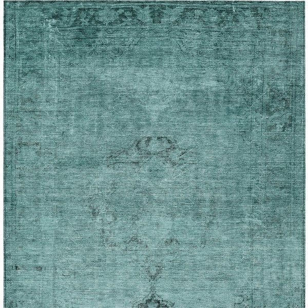 HomeRoots 5' Indoor Outdoor Teal Blue Turquoise Charcoal Oriental Area Rug - Stylish, Washable, Durable Design 5' X 8' 580365