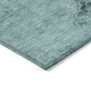 HomeRoots 9' Vibrant Teal Blue Turquoise Charcoal Oriental Area Rug - Durable, Washable, Indoor & Outdoor Use 9' X 12' 580368